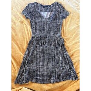 Women's FRENCH CONNECTION Black Architecture Print Fit & Flare Dress Size 4